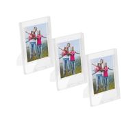 QUARKZMAN 3 Piezas Mini Marco de Fotos 2.4 X 3.5 Pulgadas Rectángulo Pequeño Portafotos para Mostrar en La Mesa Fotos Pinturas Paisajes Carteles Obras de Arte, Transparente Helado