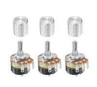 QUARKZMAN 3 Piezas Potenciómetro Rotatorio 100K Ohm WH138 3 Pines Una Vuelta Taper Lineal Resistencia Variable Potenciómetros Con Interruptor Para Regulación De Velocidad De Inversor Plata