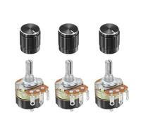 QUARKZMAN 3 Piezas Potenciómetro Rotatorio De 100K Ohm WH138 Resistencia Variable Lineal De Una Vuelta Con Interruptor De 3 Pines Para Regulación De Velocidad De Inversor Negro