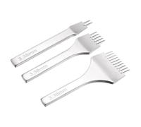 QUARKZMAN 3 Piezas Punzón De Costura De Cuero 3.38mm 2/5/10 Púas Punzón De Cuero De Acero Al Carbón Formón Para DIY Manualidades Bolsos Carteras Porta Llaves Correas Blanco