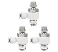 QUARKZMAN 3 Piezas SL5/32-NPT1/4 Válvula De Control De Flujo De Aire Conexión Push To Connect Fitting 1/4 Pulgada OD 1/8 Pulgada NPT Codo De 90 Grados Válvula De Control De Mangu