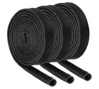 QUARKZMAN 3 Piezas Trenza de Aislamiento de Cable Manguito Ignífugo 3.28 Pies - 6 mm ID Negro Manguito de Fibra de Vidrio Recubierto de Silicona para Líneas de Manguera Automotriz