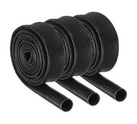 QUARKZMAN 3 Piezas Trenza de Aislamiento de Cable Manguito Ignífugo 3.28 Pies - 8 mm ID Negro Manguito de Fibra de Vidrio Recubierto de Silicona para Líneas de Manguera Automotriz