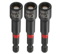 QUARKZMAN 3 Pz Barrena Para Tuercas 8mm Metrica Casquillo 1/4" Vástago Hexagonal 3"(65mm) Largo Magnético Casquillos 6 Puntas Cambio Rápido Acero CR-V Fosfatado Para Atornillar Tuercas Negro