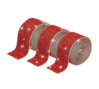 QUARKZMAN 3 Rollos 1" 3 Yardas Cinta Adhesiva de Diamantes de Imitación de Cristal para Proyectos de Arte y Manualidades Tartas de Boda Decoraciones de Cumpleaños Rojo