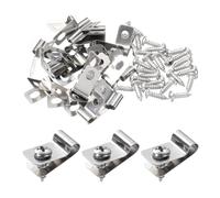 QUARKZMAN 30 Piezas de Clips de Alambre de Valla 0.2" Abrazaderas de Alambre de Valla de Acero Inoxidable con 30 Tornillos para Montar Cables de Calibre 12-16 En Vallas, Metal O Vinilo