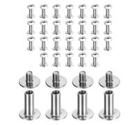 QUARKZMAN 30 Piezas De Tornillos Chicago M3x10mm Longitud De 5mm Remaches De Metal Con Cabeza Phillips Para Trabajos Manuales En Cuero Bolsos Encuadernación De Libros Plateado