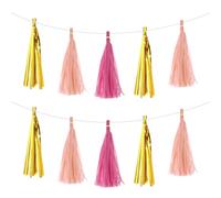 QUARKZMAN 30 Piezas Guirnalda de Borlas Brillantes en Oro Rojo Rosa y Rosa Claro con Cuerda de Papel de Seda para Kits de Fiesta DIY de Aniversario Boda Cumpleaños