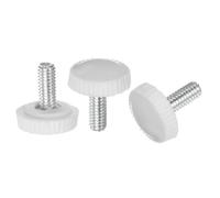 QUARKZMAN 30 Piezas Perillas Roscadas Macho M4 X 10 mm con Textura Estriada Perillas de Sujeción de Tornillo de Pulgar Agarre de Perillas de Plástico con Espárrago Roscado Blanco
