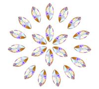 QUARKZMAN 30 Piezas Piedras Estrás En Forma Ojo Caballo 7 X 15 Mm Con Base En Punta Para Manualidades Joyería Decoración Trajes Cristales Brillantes Amarillo Brillante