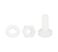 QUARKZMAN 300 Pcs/100 Juegos Tornillos de Cabeza Hexagonal de Nylon, M4 x 10mm Tornillos Hexagonal Plástico Roscado Completo con Tuercas y Arandelas Planas para Accesorios Industriales