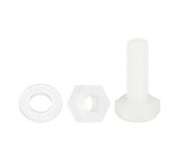 QUARKZMAN 300 Pcs/100 Juegos Tornillos de Cabeza Hexagonal de Nylon, M4 x 12mm Tornillos Hexagonal Plástico Roscado Completo con Tuercas y Arandelas Planas para Accesorios Industriales