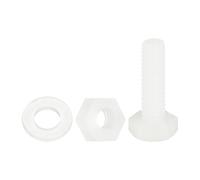 QUARKZMAN 300 Pcs/100 Juegos Tornillos de Cabeza Hexagonal de Nylon, M4 x 15mm Tornillos Hexagonal Plástico Roscado Completo con Tuercas y Arandelas Planas para Accesorios Industriales