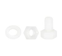 QUARKZMAN 300 Pcs/100 Sets Tornillos Hexagonales De Nylon, M5 x 8mm Pernos De Cabeza Hexagonal Plásticos Con Roscado Completo Y Tuercas Con Arandelas Planas Para Maquinaria Blanco