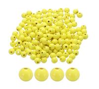 QUARKZMAN 300 pcs Cuentas De Madera Amarillas De 12mm Agujero Grande De 3.3mm Cuentas De Madera Redondas Para Hacer Joyería Collares Pulseras Manualidades DIY Macramé