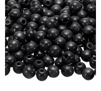 QUARKZMAN 300 Piezas de Grandes Abalorios de Madera con Agujero, Abalorios de Barril de Madera Natural sin Acabar para Manualidades, Hacer Joyas de Macramé, Negro (11 x 12mm, Agujero de 4mm)