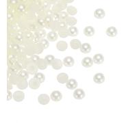 QUARKZMAN 300 piezas de Perlas Planas de 6mm de Plástico ABS Media Esfera Imitación Perlas Cuentas para Manualidades DIY Decoración de Zapatos Ropa Boda Marco de Fotos Navideñas, Beige
