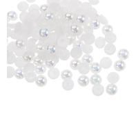 QUARKZMAN 300 piezas de Perlas Planas de 6mm de Plástico ABS Media Esfera Imitación Perlas para Manualidades DIY Decoración de Zapatos Ropa Boda Marco de Fotos de Navidad, Blanco Brillante