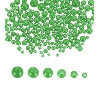 QUARKZMAN 300Pcs Cuenta de Perlas Mixtas, 3-8mm Cuentas Rojoondas Sueltas para Manualidades con AgujeroDecoración de Plástico a Granel para Rellenar Jarrones, Césped Verde