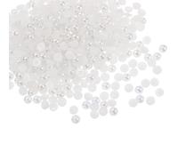 QUARKZMAN 300pcs Perlas Planas de 4mm de Plástico ABS Media Esfera Imitación Perlas Cuentas de Manualidad para Decoración de Zapatos Ropa Boda Foto Marco Navidad, Blanco Brillante