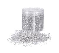 QUARKZMAN 305 g de Vidrio Triturado de 3-6 mm, Galvanoplastia Brillante, Chips de Vidrio Rotos Irregulares para Manualidades, Arte de Resina, Decoración de Jarrones, Plateado