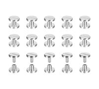 QUARKZMAN 30Pcs Tornillos de Chicago de Latón, Tornillo de Cabeza Plana de 4X10mm para Poste de Unión de Tachuelas de Clavos para Artesanía En Cuero Diy Correa de Cinturón Plata