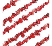 QUARKZMAN 32" 5-8mm Piedra De Coral Natural Hilo De Gemas Fragmentos Irregulares Forma Libre Abalorios Sueltos De Piedras Pulidas Abalorios De Piedra Perforados Irregulares (Rojo Coral)