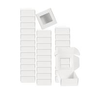 QUARKZMAN 32 Cajas de Embalaje de Jabón de 2.6x2.6x1.2 Pulgadas Caja de Jabón de Kraft con Ventana Mini Caja de Regalo para Envoltura de Panadería Dulces Joyería (Cuadrada, Blanca)