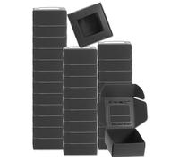QUARKZMAN 32 Cajas de Embalaje de Jabón de 2.6x2.6x1.2 Pulgadas Caja de Jabón de Kraft con Ventana Mini Caja de Regalo para Panadería Envoltura de Caramelos Joyería (Cuadrada, Negra)