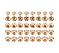 QUARKZMAN 32 Juegos Tachuelas Planas de Cabeza Plana 10mm Aleación para Bolso Pies Plana Tachuela Cabeza Clavos Hebillas Redondas Rueda Remache Botón Hebilla Plana DIY Tono Dorado