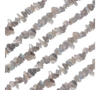 QUARKZMAN 32 Pulgadas 5-8mm Piedra Natural Labradorita Hilo De Cuentas De Gema Fragmentos Irregulares Forma Libre Pulidas Sueltas Para Hacer Joyería Manualidades Abalorios (Gris)