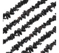 QUARKZMAN 32 Pulgadas 5-8Mm Turmalina Negra Natural En Hilo Fragmentos De Gema Forma Libre Piedras Pulidas Abalorios Sueltos Piedra Irregular Perforada Para Hacer Joyería Materiales (Negro)