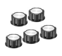 QUARKZMAN 33x15.5mm Perillas de Potenciómetro de Aleación de Aluminio Con 6mm Orificio Tapa de Perilla para Control de Interruptor Mecánico Con 5 Tornillo de Fijación Negro 5uds