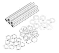 QUARKZMAN 35Pcs Kit Tubos Para Lámparas 3.5" Con Tuercas Hexagonales Y Arandelas, 1/4IP Roscado Total 1/2" OD Tubo Hueco Para Ensamblaje Lámparas Reparación Candiles Proyectos DIY, Plateado