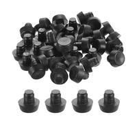 QUARKZMAN 36Pcs Topes de Vidrio para Mesa con Vástago, 6mm/0.24" Negro Amortiguadores de Goma, Protectores Anticolisión para Mesas (Apto para Orificio 1/4")