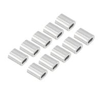 QUARKZMAN 3mm Aluminio Manguitos Abrazaderas 100Uds Ovalados para 0.5mm Alambre Cuerda y Cable Línea, [Plateado Tono]