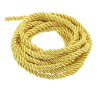 QUARKZMAN 3mm Cuerda Trenzada de Poliéster, 10m Largo Cordón Trenzado Decorativo de Poliéster 3 Capas Brillante para Manualidades DIY Bolsa de Regalo Cortinas Hogar Decoración, Dorado