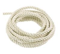 QUARKZMAN 3mm Cuerda Trenzada de Poliéster, 5m Largo Cordón Trenzado Decorativo de Poliéster 3 Capas Brillante para Manualidades DIY Bolsa de Regalo Cortinas Hogar Decoración, Beige