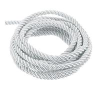 QUARKZMAN 3mm Cuerda Trenzada de Poliéster, 5m Largo Cordón Trenzado Decorativo de Poliéster 3 Capas Brillante para Manualidades DIY Bolsa de Regalo Cortinas Hogar Decoración, Blanco