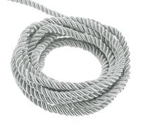 QUARKZMAN 3mm Cuerda Trenzada de Poliéster, 5m Largo Cordón Trenzado Decorativo de Poliéster 3 Capas Brillante para Manualidades DIY Bolsa de Regalo Cortinas Hogar Decoración, Plateado