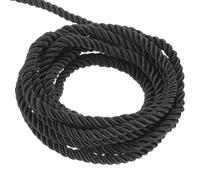 QUARKZMAN 3mm Cuerda Trenzada de Poliéster, 5m Largo Cordón Trenzado Decorativo de Poliéster 3 Capas Brillante para Manualidades DIY Bolsa de Regalo Cortinas Hogar Decoración, Negro