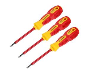 QUARKZMAN 3pcs 1000v Destornillador Eléctrico Aislado Magnético Ranurado 3mm x 75mm CR-V Electricistas Destornilladores de Cabeza Plana