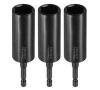 QUARKZMAN 3Pcs barrena Para Tuercas 18mm Casquillo Métrico Profundo Vástago Hexagonal 1/4" 4.3" (110mm) Extra Largo Casquillos De 6 Puntos Cambio Rápido Acero CR-V Ajustadores De Tornillos