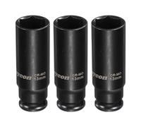 QUARKZMAN 3Pcs Bussola Di Profondità A 6 Punti 1/4 Pollice Attacco 13mm Standard Metrico Bussola In Acciaio Cr-Mo Per Assale Dado Esagonale Bullone Per Riparazione Auto Macchina