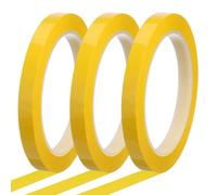 QUARKZMAN 3pcs Cintas Adhesivas para Pizarra Blanca, 10mm x 66m PET Fina Cinta Gráfico Marcado de Rejilla Grillas Línea Impermeable para Oficina Almacén Aula Área División, Amarillo