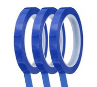 QUARKZMAN 3pcs Cintas Adhesivas para Pizarra Blanca, 12mm x 66m PET Fina Cinta Gráfico Marcado de Rejilla Grillas Línea Impermeable para Oficina Almacén Aula Posicionamiento, Azul