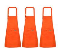 QUARKZMAN 3Pcs Delantales de Cocina Ajustables de Algodón 80x70cm para Hombres Y Mujeres Chef En Casa Restaurante Cocina Arte Jardín Naranja