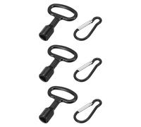 QUARKZMAN 3pcs Llave Triangular Universal, 55mm Largo Llaves Triangulares de Metal con Mosquetón Negro para Cubo de Basura Contador de Agua Electricidad Gas Caja Eléctrica, Negro