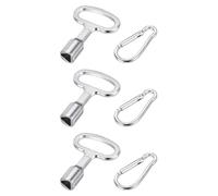 QUARKZMAN 3pcs Llave Triangular Universal, 55mm Largo Llaves Triangulares de Metal con Mosquetón Plata para Cubo de Basura Contador de Agua Electricidad Gas Caja Eléctrica, Plata