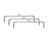 QUARKZMAN 3pcs Marco de Bolso de Metal, 20cm/7.9" Rectangular Retro Cierre de Beso Marco de Cierre Repujado para Bolso de Mano, Monedero, Reemplazos de Hardware de Marco (Plata)